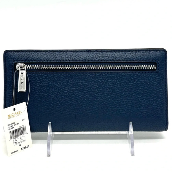 Michael Kors Reed Large Snap Bifold Wallet Navy Blue - Picture 5 of 8
